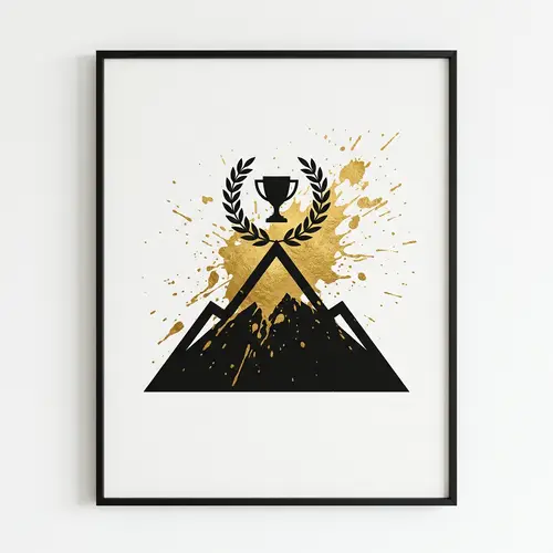 Minimalistic Art of Triumph: Black, White & Gold Palette