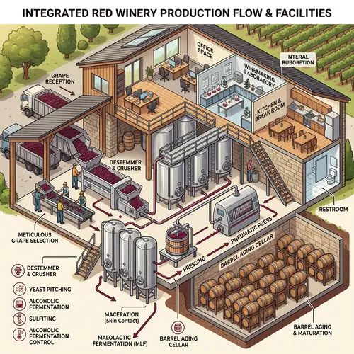 Detailed Winery Producing Red Wine | Wine Making Processes