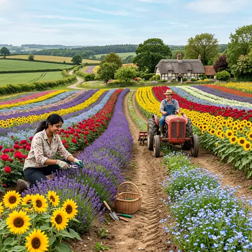 Vibrant Flower Farm in Early Summer | Colorful Blossoms Dance