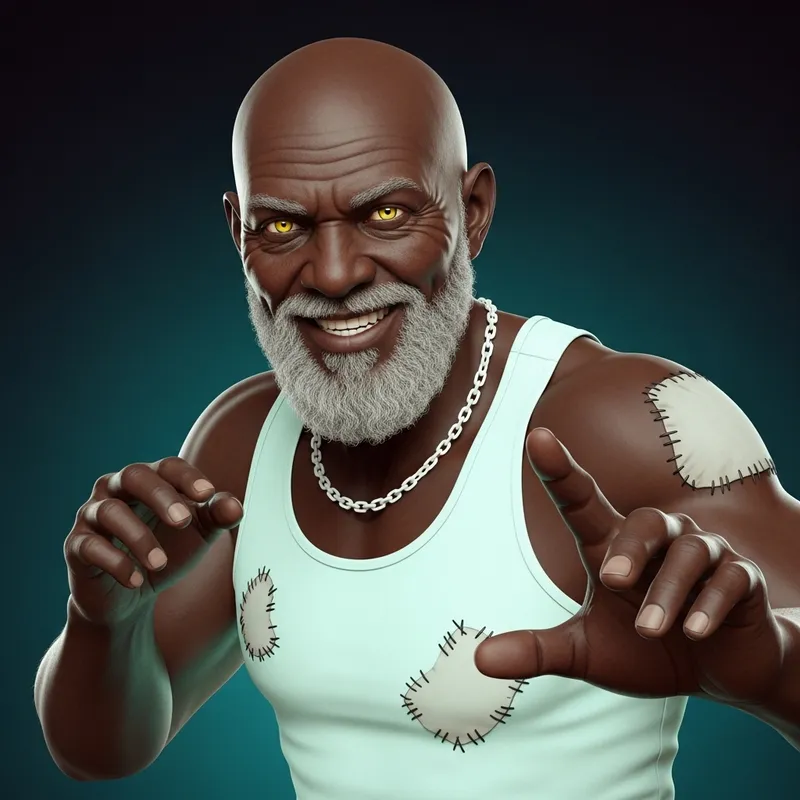 Elderly Black Mage with Yellow Eyes