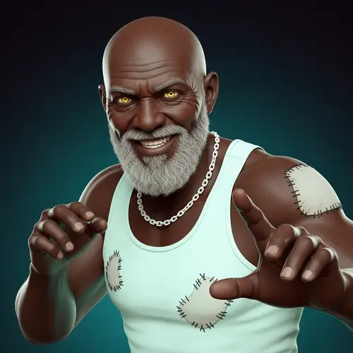 Elderly Black Mage with Yellow Eyes