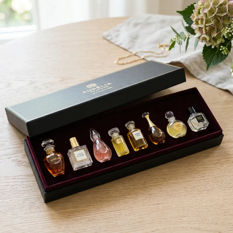 Stylish Black Box with Mini Perfume Flacons | Glass Bottles Stylish Black Box with Mini Perfume Flacons | Glass Bottles