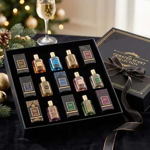Elegant Perfume Gift Set with Rainbow Glass Flacons