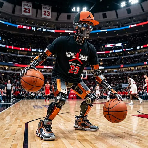 Cool Robot with Basketball Gear and Style
