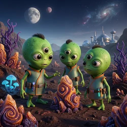Green Three-Eyed Aliens: Imaginative Extraterrestrial Beings