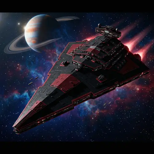 Big Black and Red Triangular Spaceship Design
