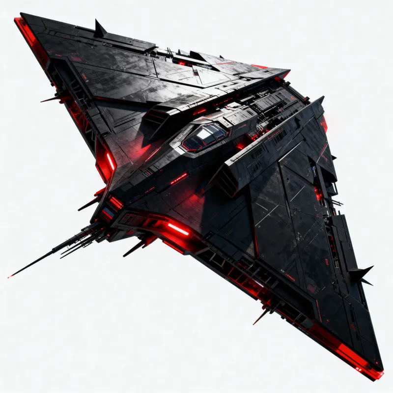 Big Black and Red Triangular Spaceship Design