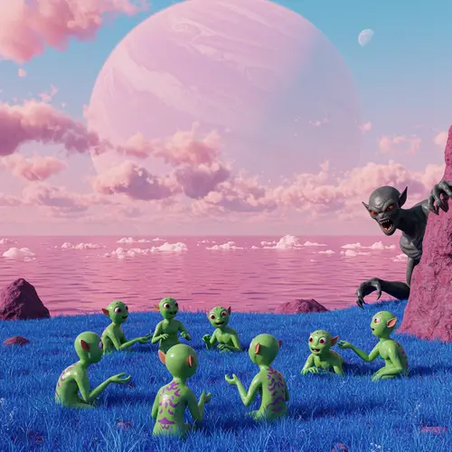 Explore the Pink and Blue Alien Planet