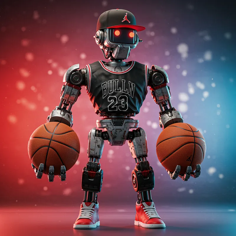 Cool Robot with Basketball Gear and Style
