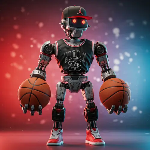 Cool Robot with Basketball Gear and Style
