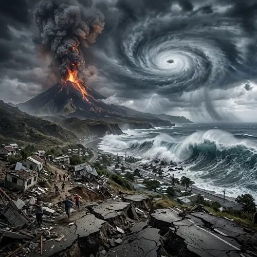 Dramatic Landscape: Volcano, Tsunami, Hurricane & Quake
