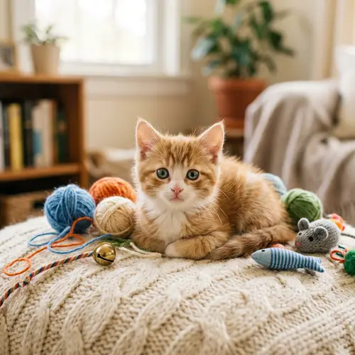 Adorable Kitten Playing on Plush Cushion | Cute Kitten Toys