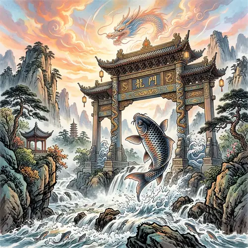 Fish Leaping Over Dragon Gate: Symbolic Scene of Transformation