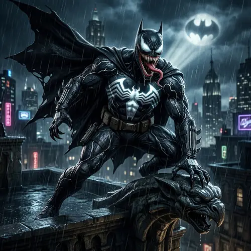 Venom and Batman Fusion Art