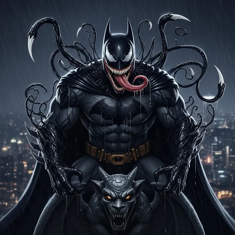 Venom and Batman Fusion Art