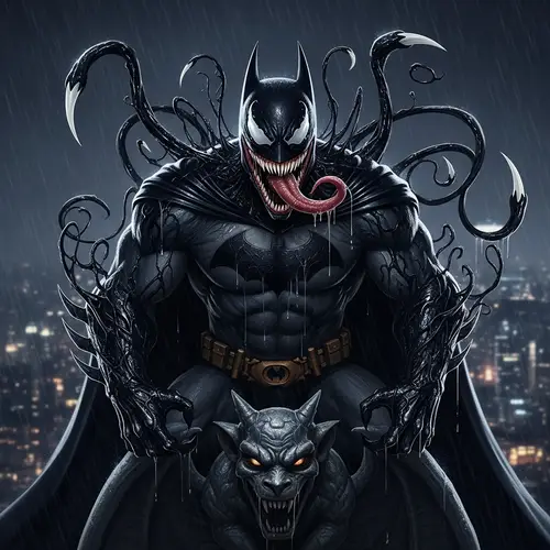 Venom and Batman Fusion Art