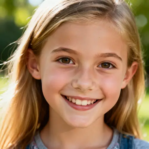 Joyful 10-Year-Old Girl with Blonde Hair