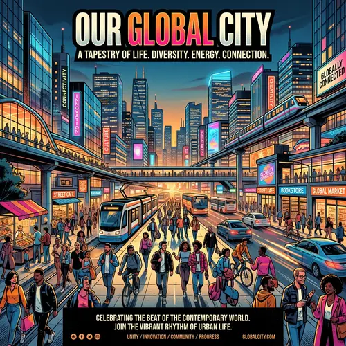 Vibrant Urban Landscape Poster Design