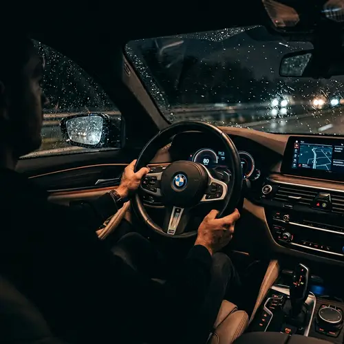 Elegant BMW Interior with Glowing Logo