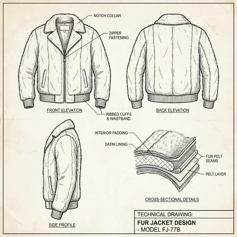 Fur Jacket Technical Drawing