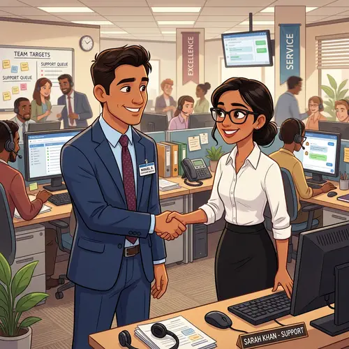 Professional Customer Service Reps Handshake Animation