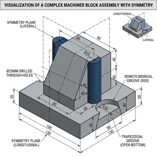 Detailed Setup of Rectangular Block with Symmetry Planes