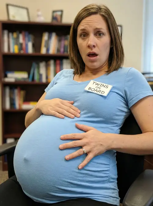 Comical Third Trimester Twins Pregnant Image