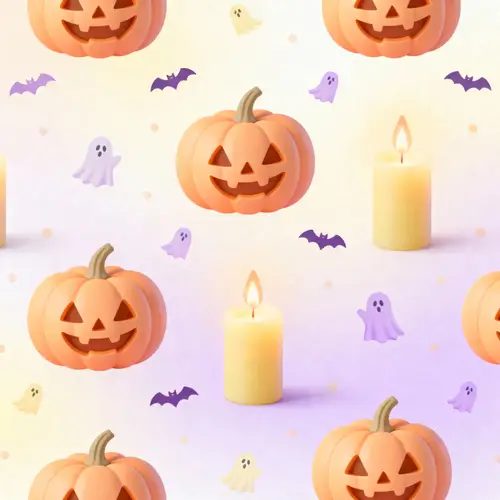 Bright Halloween Pattern with Pumpkins for Beauty Studio