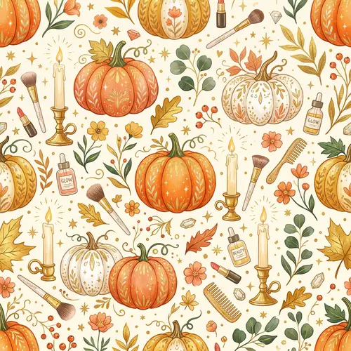 Bright Halloween Pattern with Pumpkins for Beauty Studio
