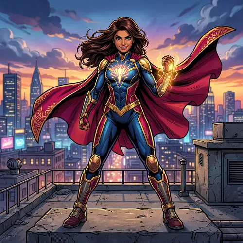 Vibrant South Asian Superhero Girl | Strength & Resilience