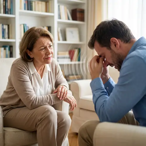 Empathetic Psychologist Listening to Emotional Patient