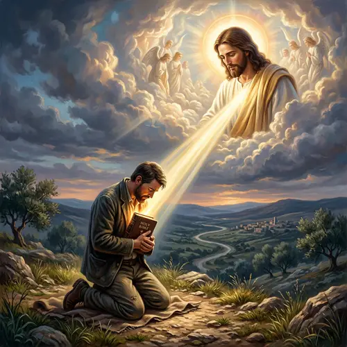 Divine Light: Jesus Looks Down on the Faithful Man