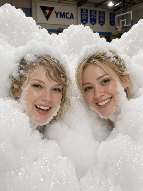 Taylor Swift & Hilary Duff Enjoy Foam Party Fun