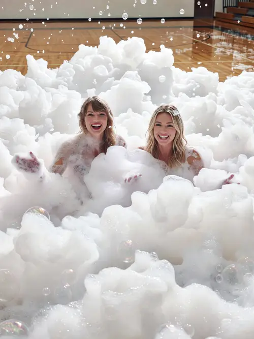 Taylor Swift & Hilary Duff's Fun Foam Party Shoot