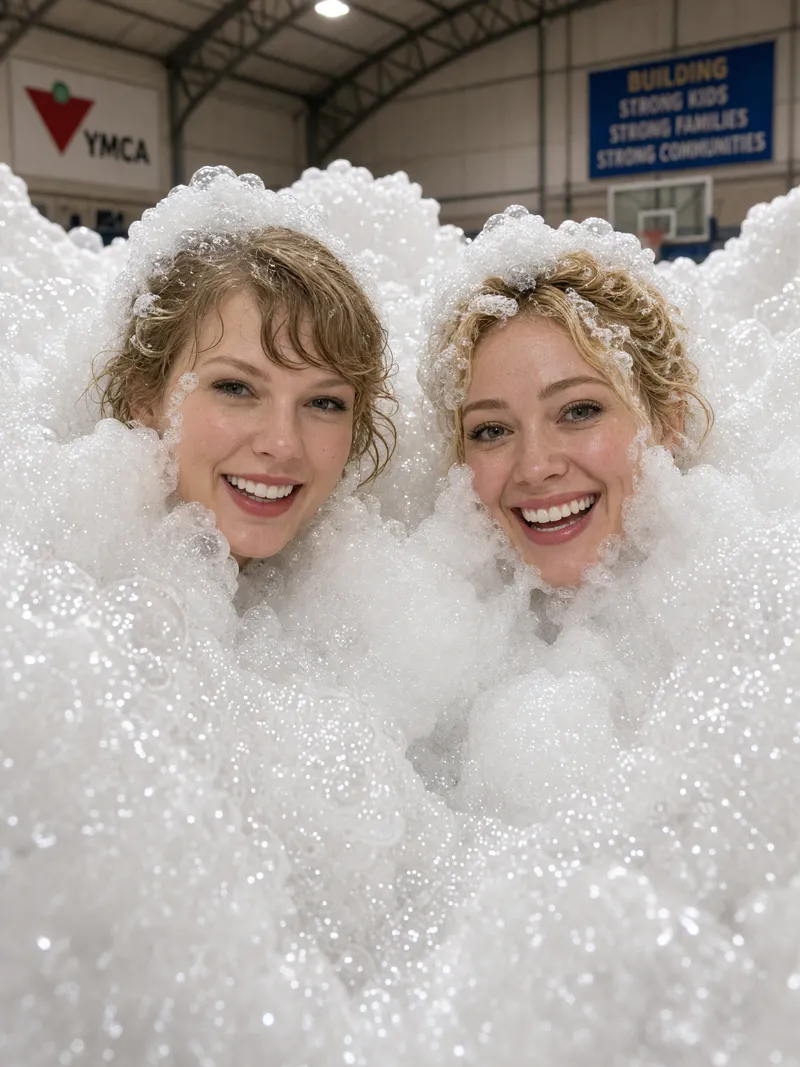 Taylor Swift & Hilary Duff at Fun Foam Party Taylor Swift & Hilary Duff at Fun Foam Party