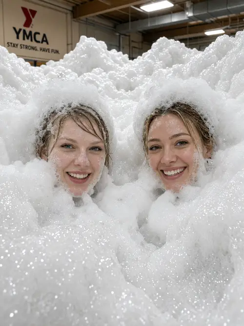 Taylor Swift & Hilary Duff's Fun Foam Party Photoshoot