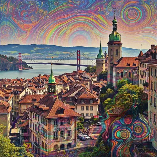 Psychedelic Art in Bern & Golden Gate Bridge