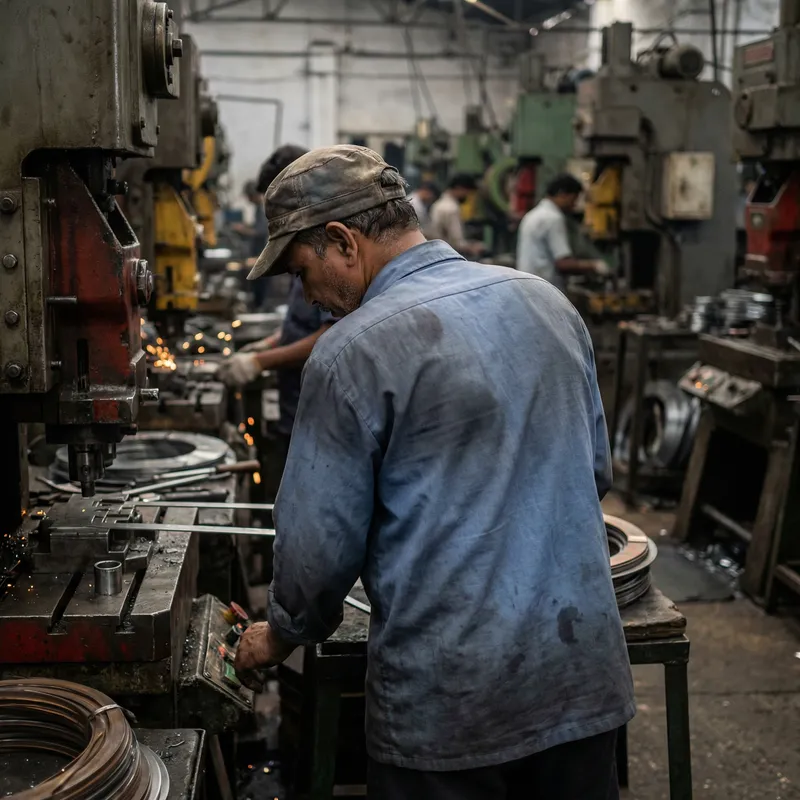 Exhausted Factory Workaholic in South Asia