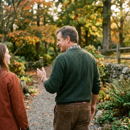 Middle-Aged Caucasian Man Offering Wise Advice