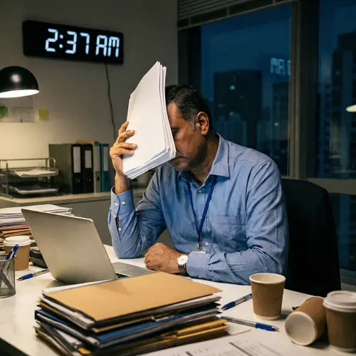 Overworked South Asian Man | Signs of Fatigue & Stress