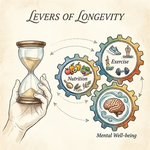 Levers of Longevity: Balancing Nutrition, Exercise, Mental Well-being