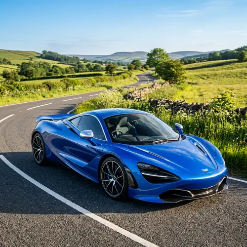 Sleek Electric Blue Sports Car | Modern Interior | Open Road