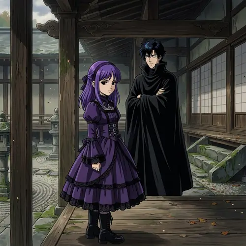 Anime Style Characters in Mystical Temple Setting