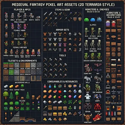 Create 2D Pixel Art Assets for a Voxel Game