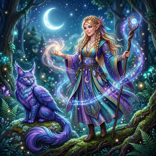 Half-Elf Moon Druid | Colorful Robes & Magical Power