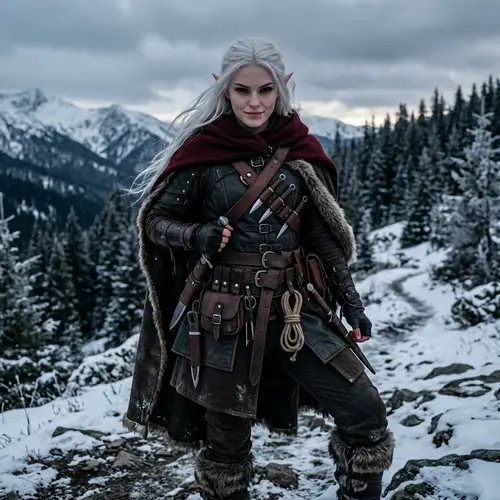 Mysterious Half-Elf Rogue with Northern Traits | Dark Leather Attire