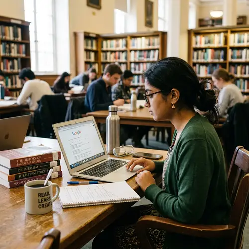 University Student Researching with Google | Library Study Session