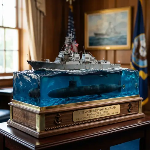 War Destroyer and Submarine Trophy | Model Miniatures