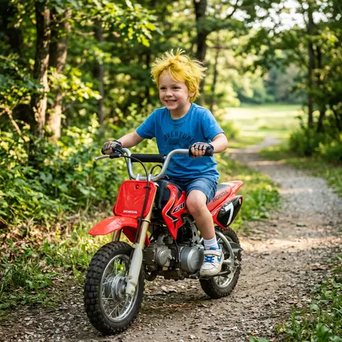 Young Bart Simpson Riding Red Motorcycle