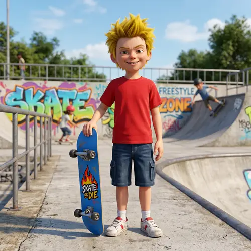 Bart Simpson 3D: Mischievous Boy with Skateboard